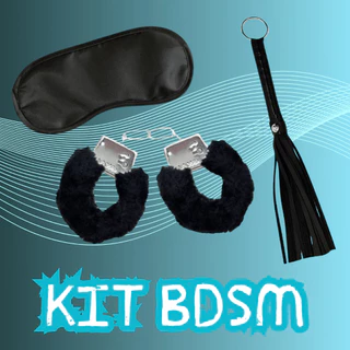 Kit BDSM Venda, algema e chicote Sado Fetiche Bondage