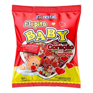 PIRULITO BABY FLOPITO CORAÇÃO FLORESTAL MORANGO 200g
