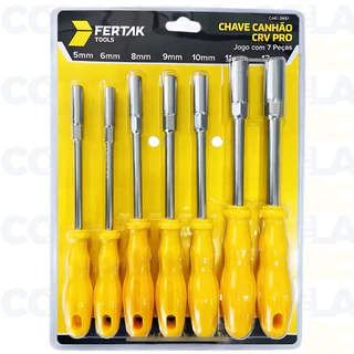 Kit Jogo Chave Canhão Longo Soquete Profissional 7 Peças Fertak, 5mm A 13mm