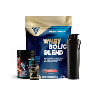 Kit Whey Protein Bolic 1.8Kg + Bcaa Gold + Pré Treino + Coqueteleira