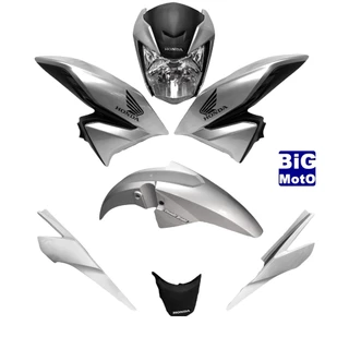 Kit Titan CG160 Prata Metálico Force - Frente do farol completa + Par Aba do tanque com Complemento + Paralama dianteiro + Rabeta traseira