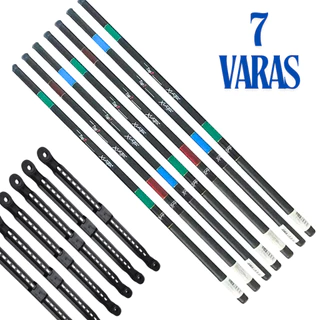 Kit pesca Completo 7 Varas Telescopica 3,00m Caniço de Pesca + Enrolador de Linha Fibra Vidro Carbono Vara Barato Leve Pescaria Retratil Promoção Tilapia Lambari Piau Entre Outros