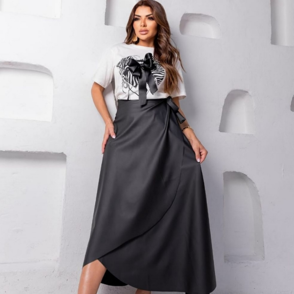 Discount saia midi envelope transpassada Hot Sale