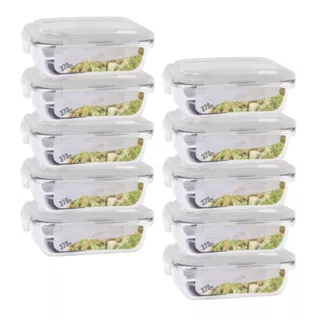 Conjunto 10 Potes 370ml Hermético Vidro Mantimentos Marmita