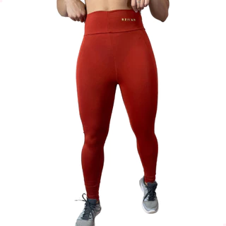 Calça Legging Corsário Capri Feminina Cintura Alta Zero Transparencia Suplex Lisa Terracota