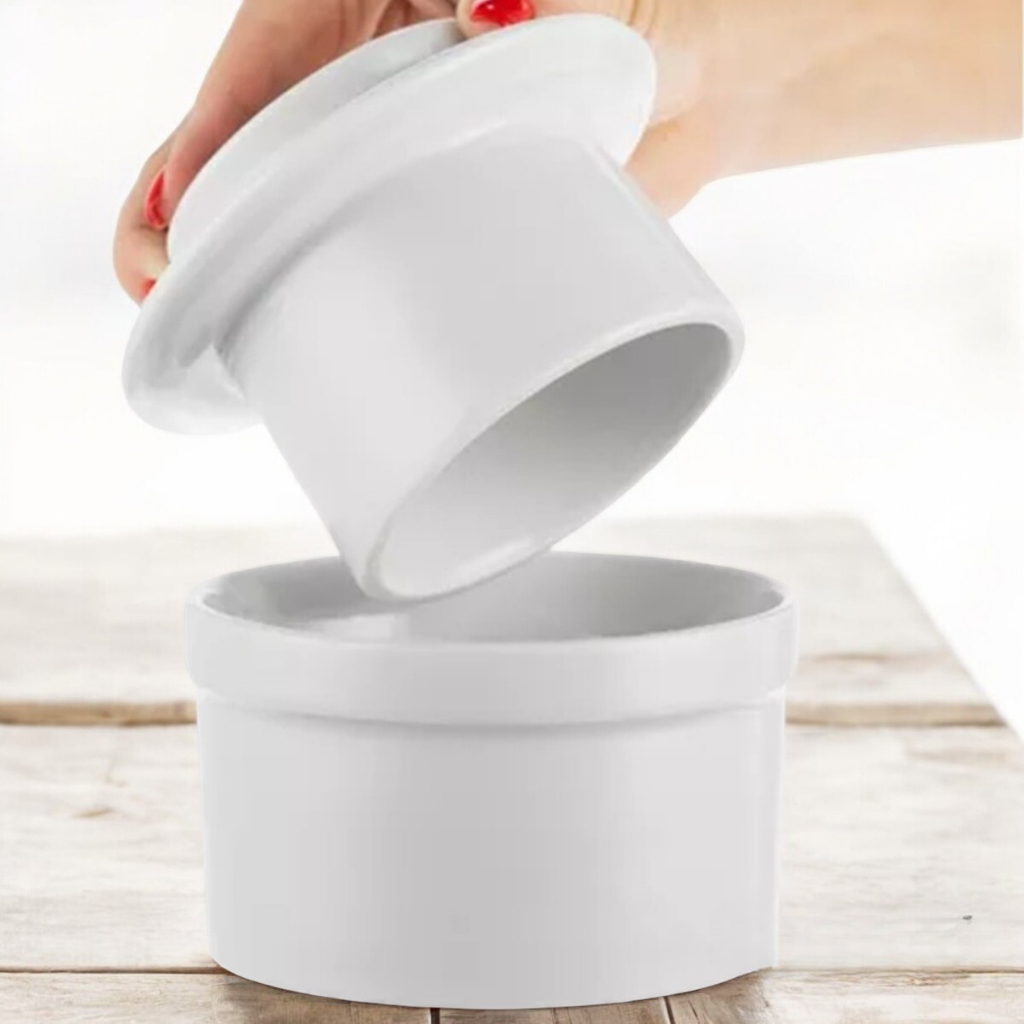 Manteigueira Francesa Porcelana Branca 2° Linha Capacidade 150 Gramas Oferta