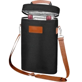 Bolsa Térmica Dupla Wine Bag Para Vinho Preta