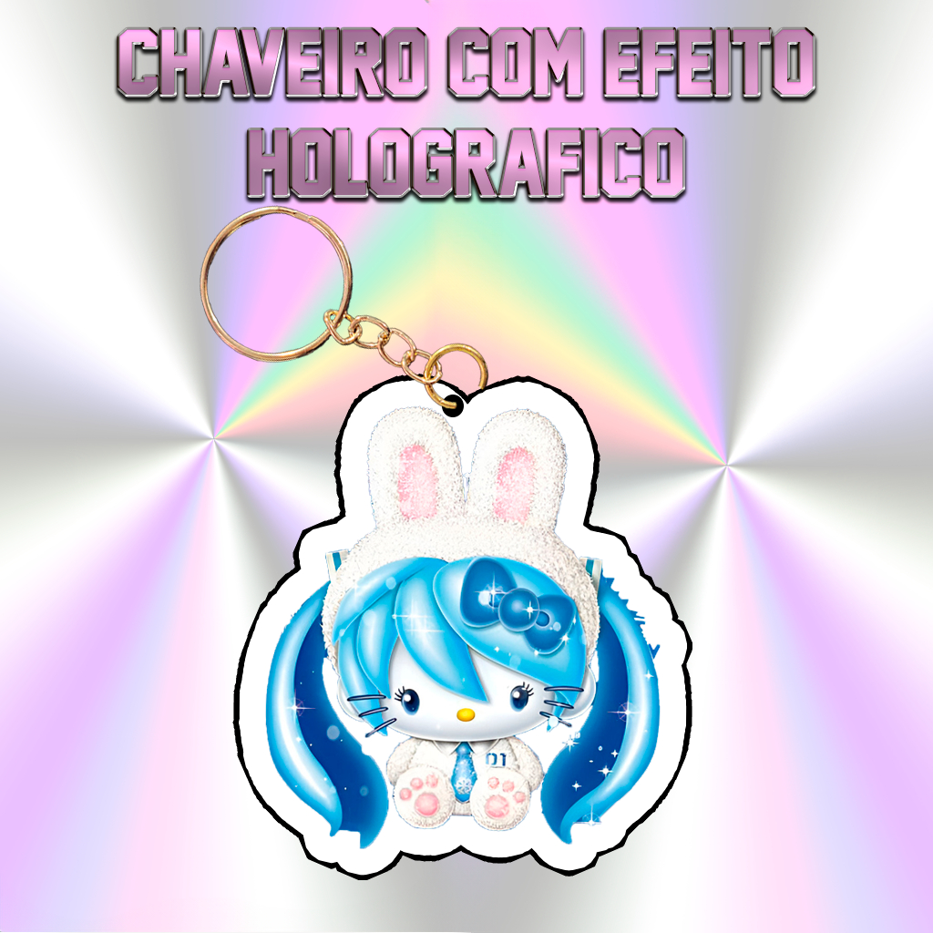 Chaveiro Artesanal - Hello Kitty Hatsune Miku