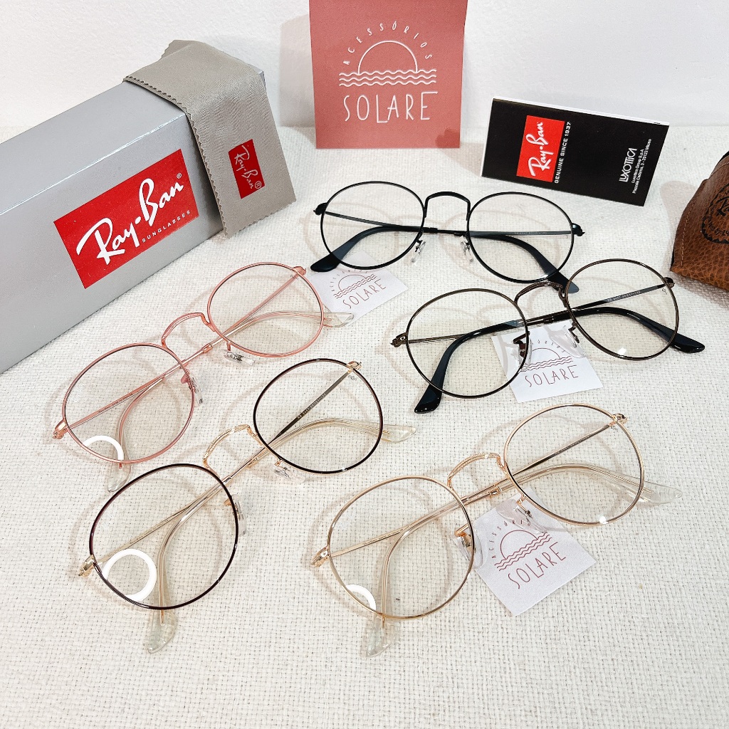 Armação para óculos de grau round metal redondo RB3447V