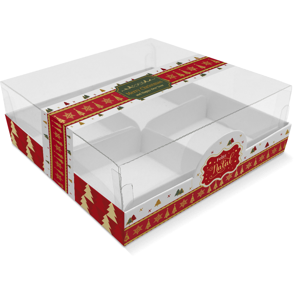 Caixa 4 Divisórias Brownie Natal (11x11x4) 10 Unidades