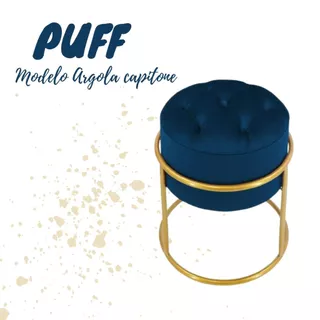 Puff argola capitone veludo luxo base metal