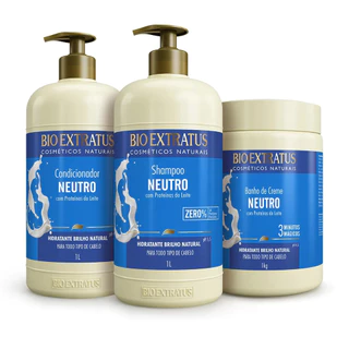 Kit Neutro (1L/Kg) Shampoo, Condicionador e Banho de Creme Bio Extratus