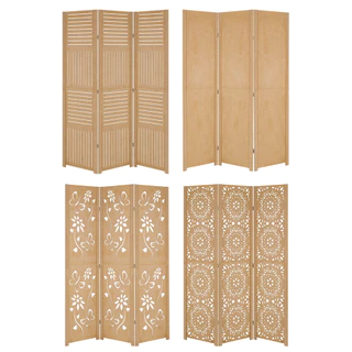 3 Biombo Sanfonado Repartido Folha Madeira Mdf Divisor De Ambiente Painel Separador Divisória Vazado Liso Fechado Horizontal Vertical Floral Mandala Top Top