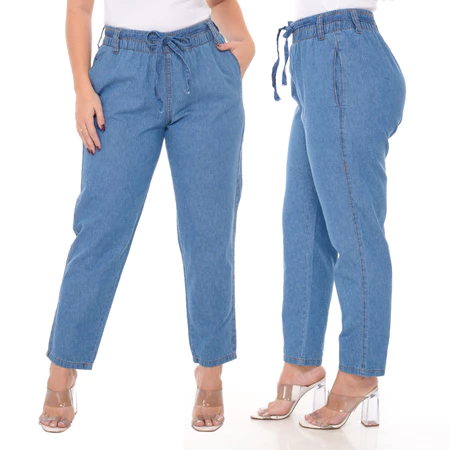 Calça jeans feminina cintura alta capri
