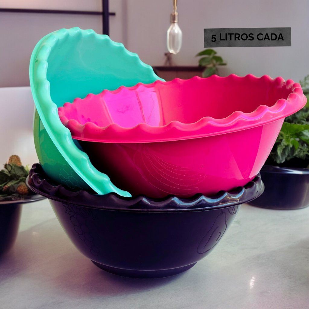 Saladeira Bacia Plástica 5 Litros Grande E Versátil