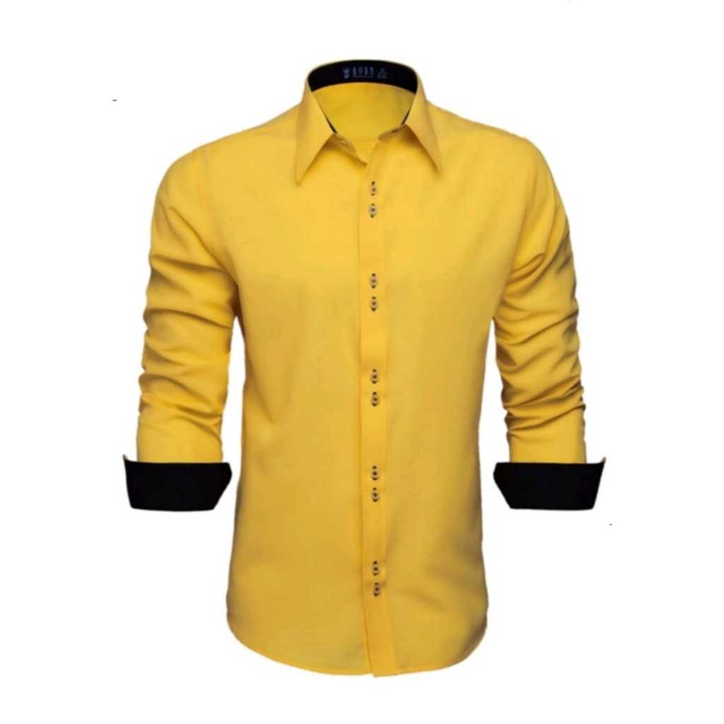 Camisa Social Masculina Manga Longa Lisa Slim