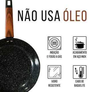 Frigideira de Indução Antiaderente Aço Alumínio Revestimento Cerâmico Funda Não Gruda 20cm 24cm 26cm