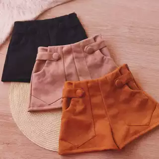 Shorts Infantil Menina Suede com Bolsos Zíper Lateral
