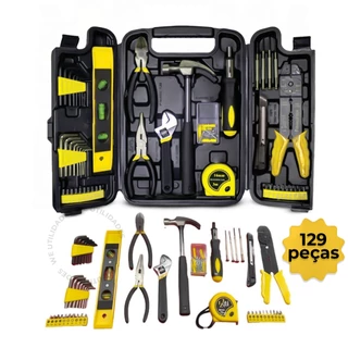 Jogo De Ferramentas Kit 129 Peças Profissional Maleta Transporte