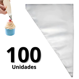 Saco De Confeitar Descartável Grande 32 Cm 100 Unidades Manga Confeiteiro Bolo Doces Cupcake