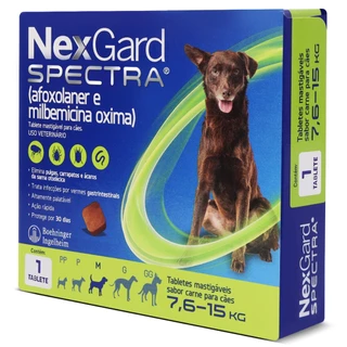 Nexgard Spectra 7,6kg a 15kg Antipulgas e Carrapatos Para Cães