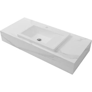 Bancada de Porcelanato Prime Calacata Grey Com Cuba Sobrepor Branca 80x45