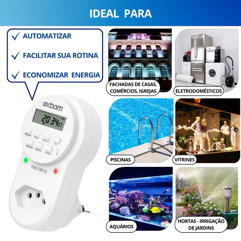 Timer Digital E Temporizador Tomada Lcd/Visor Programavel Energia ...