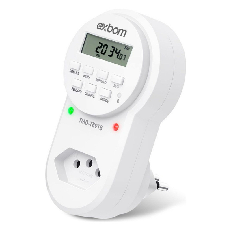 Timer Digital E Temporizador Tomada Lcd/Visor Programavel Energia ...