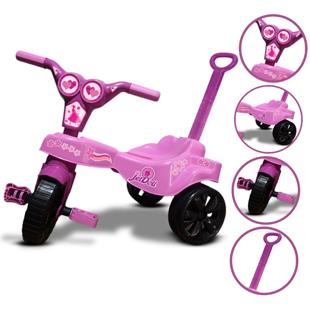 Triciclo Infantil Menina Velotrol Com Empurrador Jetdoll Rosa | Shopee ...