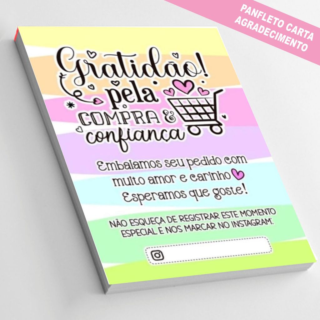 Panfleto de agradecimento ao cliente personalizado com seu instagram ...