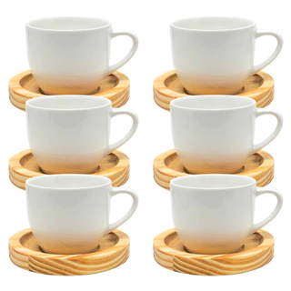 Xicara De Café Com Pires Kit De Xicaras Chá Porcelana Branca 170ml