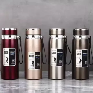 Garrafa 1000ml Inox Térmica Com Infusor Prata Dourada De Água Café Parede Dupla Com Alça