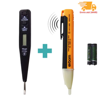 Kit Caneta Detectora de Tensão Exbom + Chave de Teste de Corrente e Voltagem Digital 12V a 250V