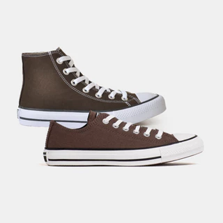 Tênis Masculino E Feminino Marrom Café Cano Alto E Cano Baixo Casual Tradicional