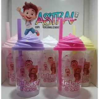 KIT COPO TWISTER PERSONALIZADO 300ML ROBLOX MENINA 2 (TAMPA CHANTILLY)