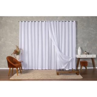 Cortina Voil Gaze de Linho 5,00 x 2,40/2,50/2,60/2,80m c/ Forro de Microfibra
