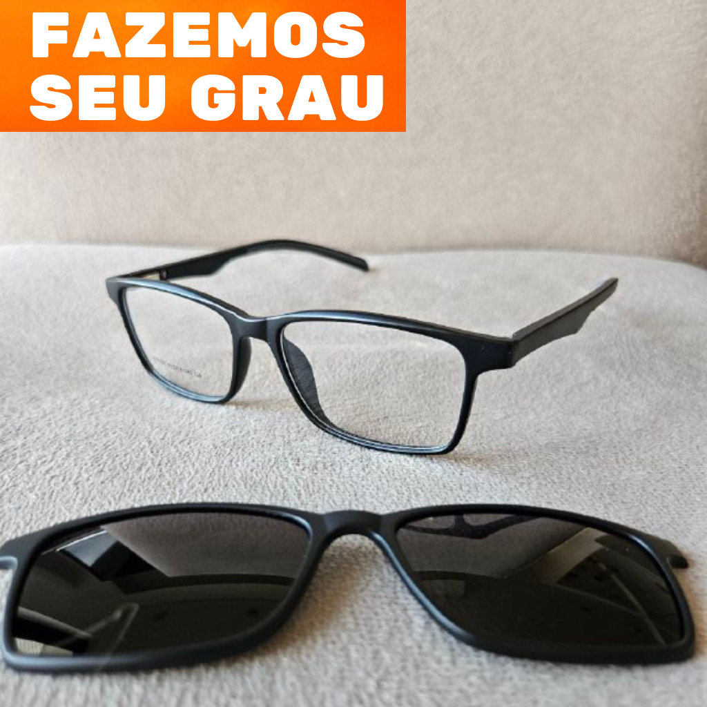 Armação de óculos para grau Clip On clipon 2 armacao oculos em 1 Quadrado Unissex Feminino Masculino Polarizado quadrada Mola de Proteção PROMOÇÃO modelo 1009