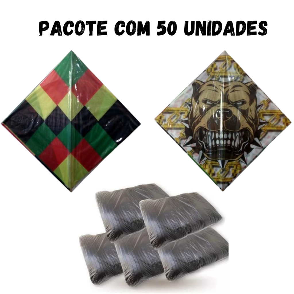 Pipas Pacote Com 50 Unidades de Peixinho Raia Com 15 Metros de Rabiola ...