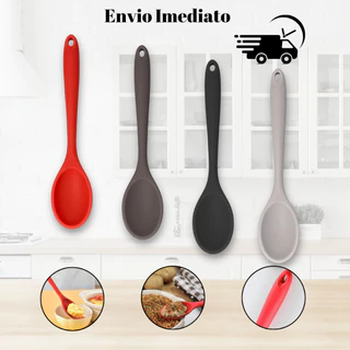 Colher em Silicone Grande para Jogo de Cozinha Casa Colorida 27 cm Servir e Cozinha Anti aderente