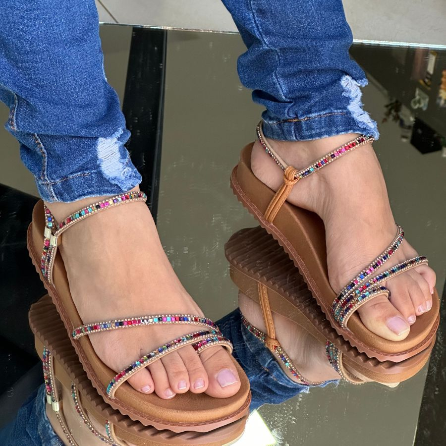 sandália papete feminina Birken brilho ultra confortável 002 lançamento 2024