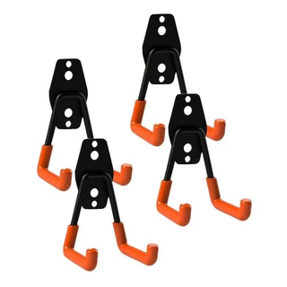 4 Suporte De Parede Aço Multiuso 23kg Mangueira Escada Cor Preto + Parafuso e bucha
