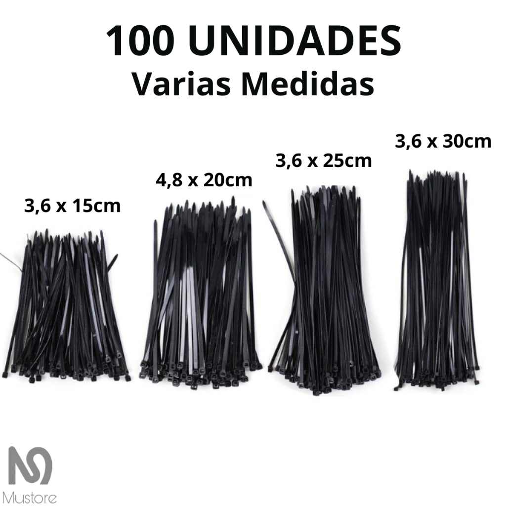 Kit Com 100 Abraçadeiras De Nylon Presilha Enforca Gato Varias Medidas