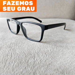 Armação Óculos masculino resistente preto fosco esportivo Para colocar grau de miopia astigmatismo hipermetropia vista cansada
