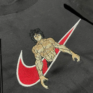 Camiseta Bordado Baki Hanma Anime 100% Algodão