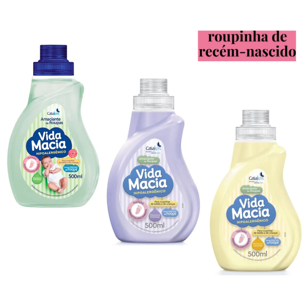 Kit 3 Amaciante para roupa de Bebê Vida Macia 500 ML | Shopee Brasil
