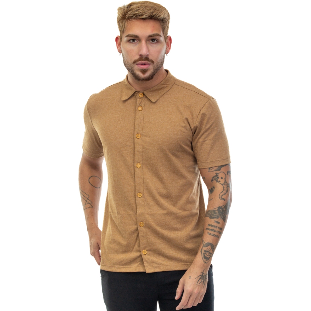 Camisa De Botão Masculina Malha Ecológica Feita De Garrafa Pet