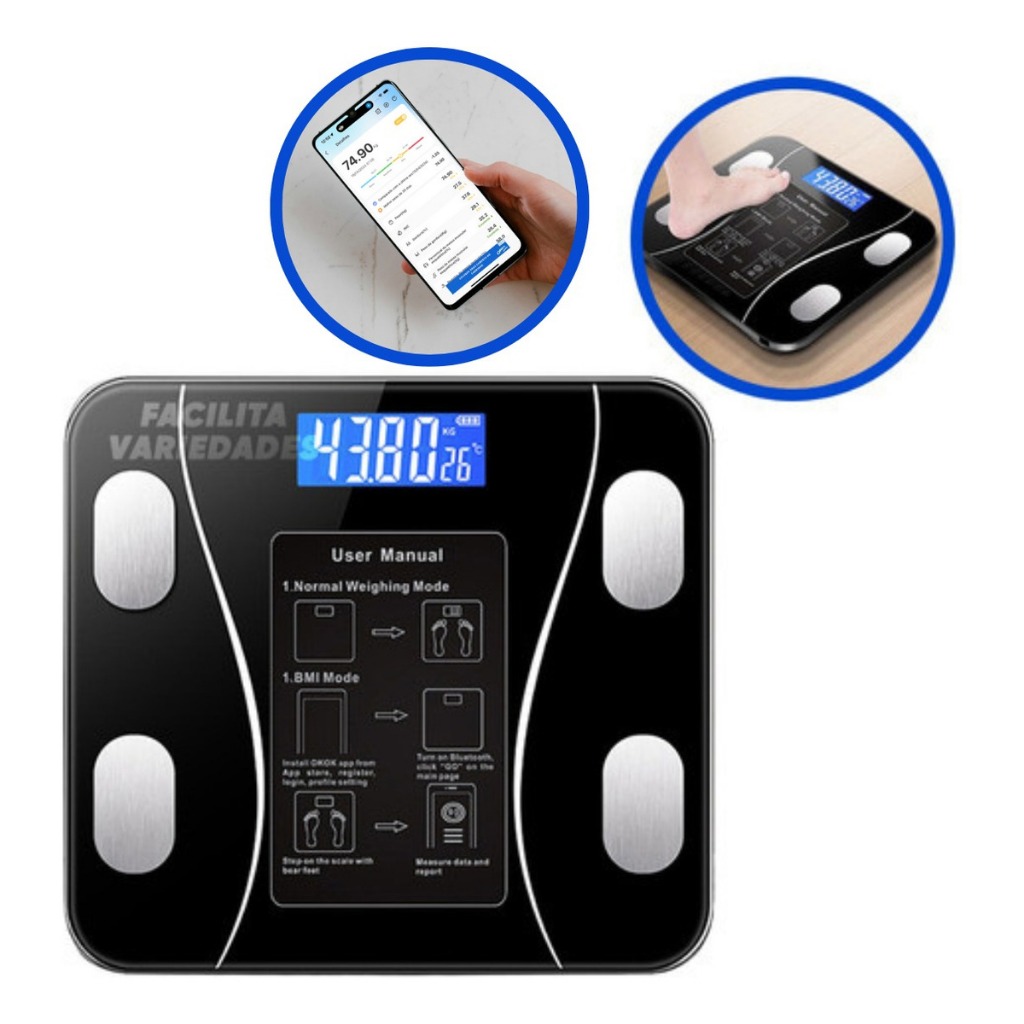Balança Corporal Bioimpedância Profissional Bluetooth Balanca De Peso ...