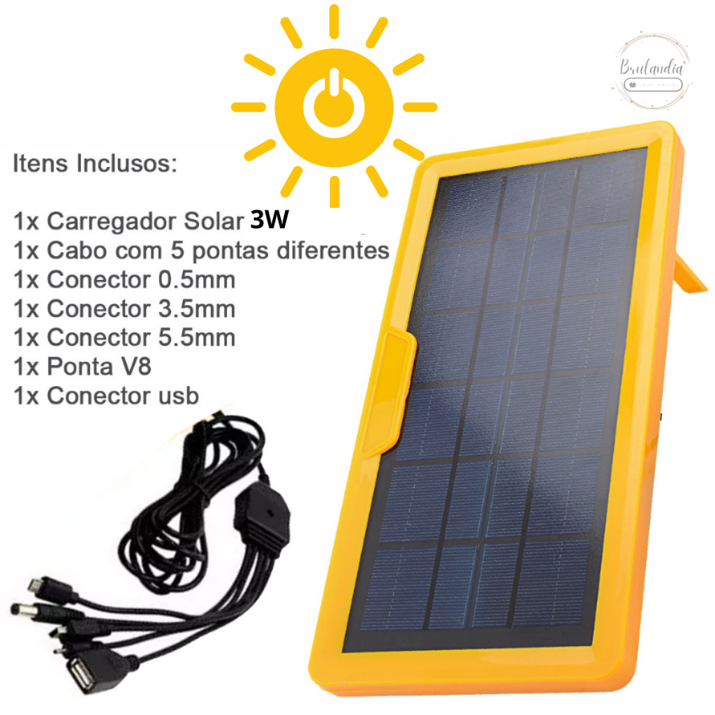 Placa Painel Carregador Solar Para Carregamento De Celular 6V 3W Power ...