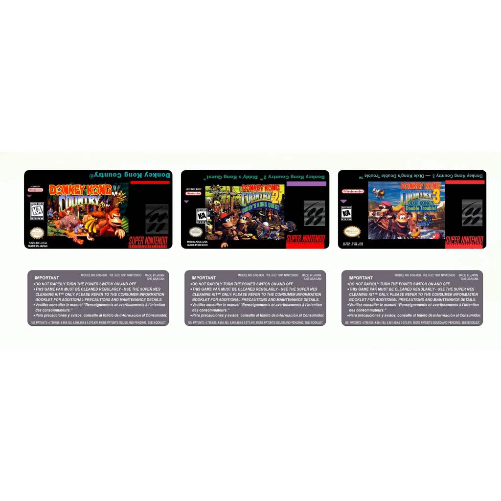 Kit Com 6 Labels Adesivas P/ Cartucho De Snes - Donkey Kong | Shopee Brasil