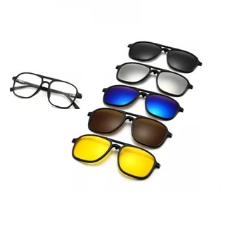 Armação Masculina Feminina Lente Transparente 6 em 1 Lentes Clip On Modelo 2333A